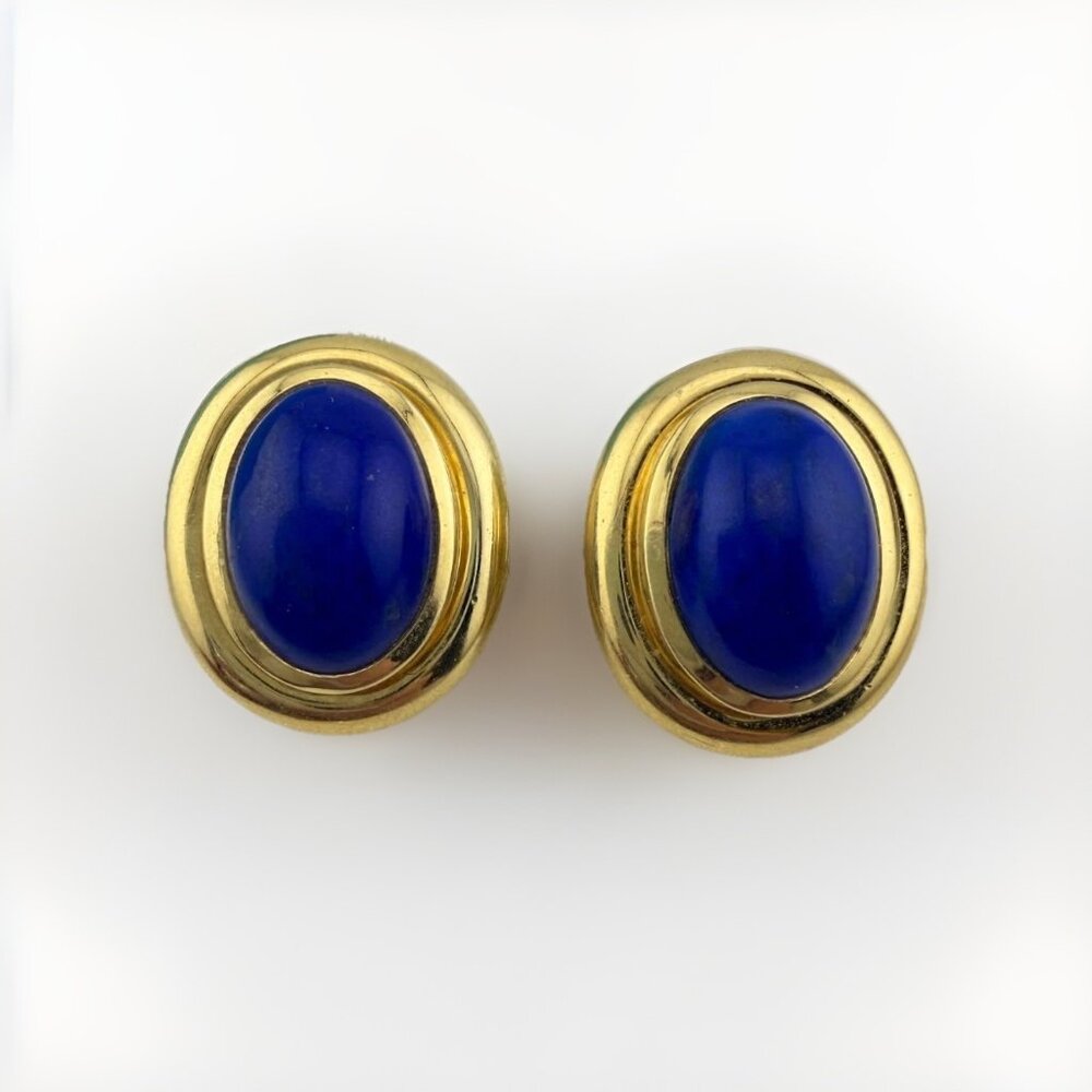 Tiffany & Co. Paloma Picasso 18k Lapis Lazuli Earrings 🌙💙 Vintage 1980s